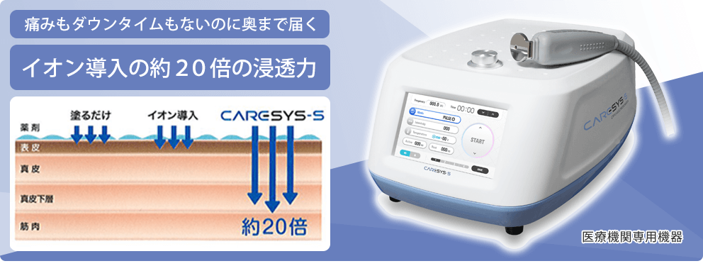 医療機関専用機器 痛みもダウンタイムもないのに奥まで届くイオン導入の約２０倍の浸透力